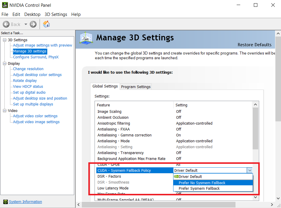 cuda fysmem fallback