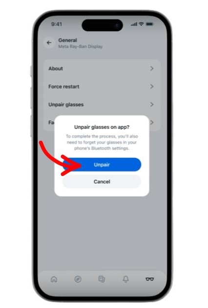 meta view app unpair