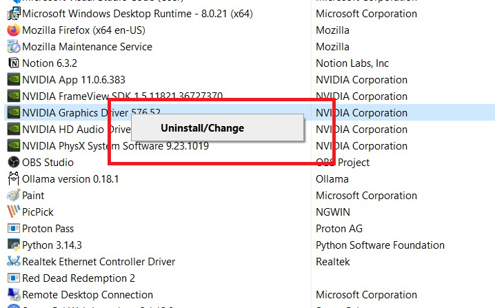 uninstall nvidia driver