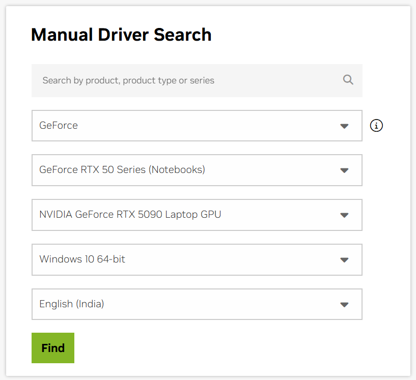 find driver on website