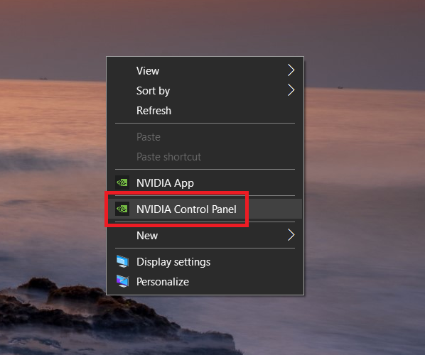 nvidia control panel